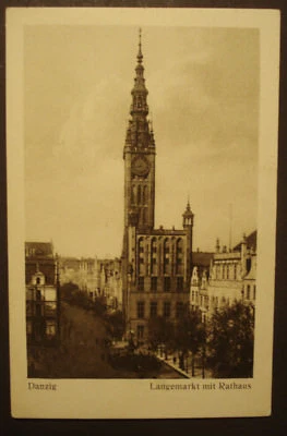 Alte AK  aus Danzig Gdansk ca. 1925: "Langemarkt mit Rathaus" - ungelaufen - Bild 1 von 2