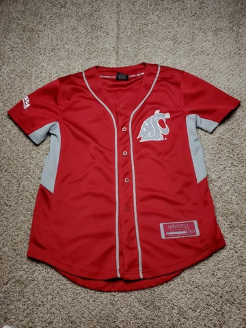Washington State Cougars Baseball Jersey Medium Mens Red Short Sleeve Colosseum Cover
