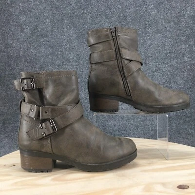 Botas de Montaña Blancas para Mujer 9M Marrón Respaldo Botín Hebilla Cuero Sintético Foto 1 de 4