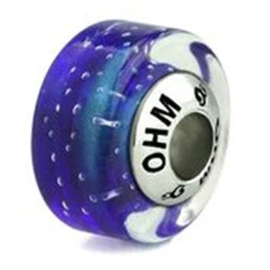 New Jewelry Ohm Beads Blue Lagoon Sterling Silver and Glass Bead - Picture 1 of 1