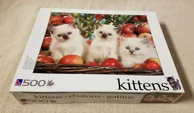 Sure Lox 500 Piece Jigsaw Puzzle 3 Kittens in a Basket The Canadian Group NEW - Image 1 of 4