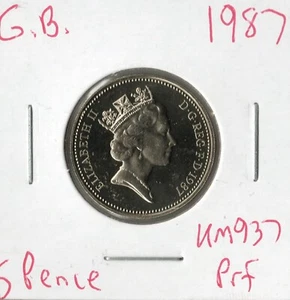 Moneda Gran Bretaña 5 Peniques 1987 KM937, Isabel II, prueba - Imagen 1 de 2