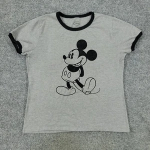 Disney Shirt Girl XL Gray Mickey Mouse Ringer Graphic Tee Short Sleeve Top Youth - Picture 1 of 12