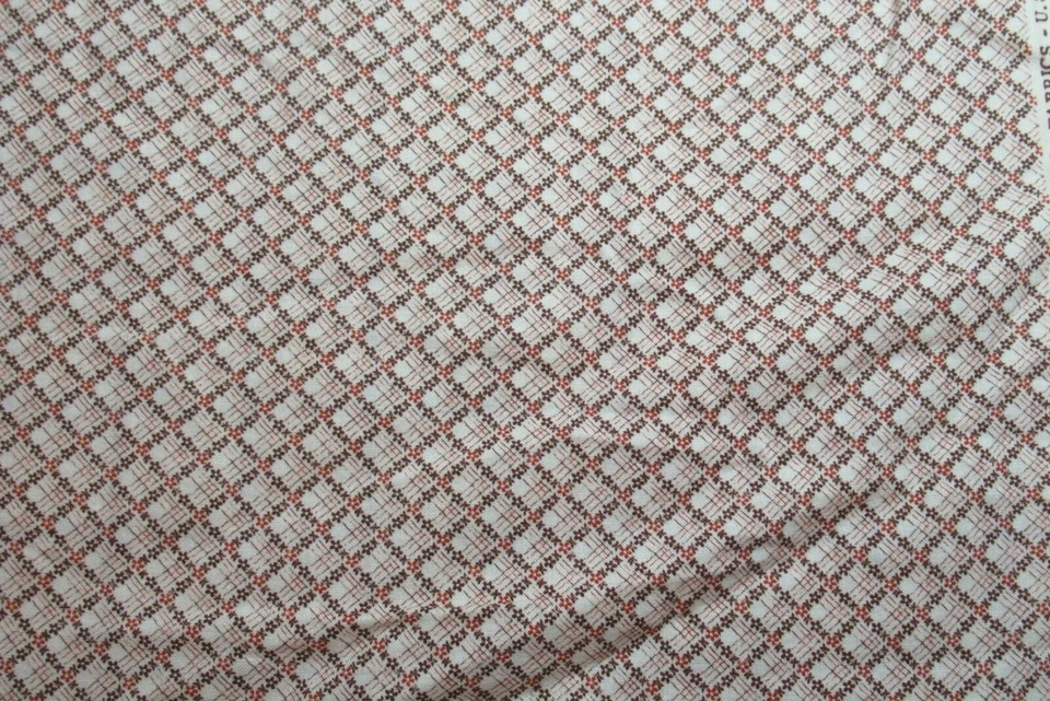 Telas VIP 100 % Algodón CUARTO GRASO Marrón Óxido Crema Flores Rayas Diamante Foto 1 de 4