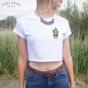 * Camiseta corta de bolsillo de cactus grunge japonesa Tumblr dibujos animados plantas son amigas * - Imagen 1 de 3