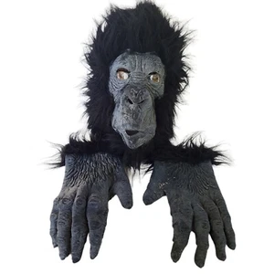 Gorilla Ape Mask Adult O/S Rubber Hands Halloween Costume Dress Up Vintage - Picture 1 of 12