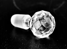 Vintage Faceted Glass Ball Stopper,Frosted Stem,2.3"l x 0.4"d