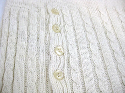 Ralph Lauren Mujer Bufanda Beige Tejido con Cable 60 x 10" Suéter Patrón con Botón Foto 1 de 4