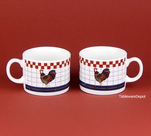 Set of 2 Cups (8 oz.), MINT UNUSED! Oneida, Calico Rooster, Majesticware - Picture 1 of 5