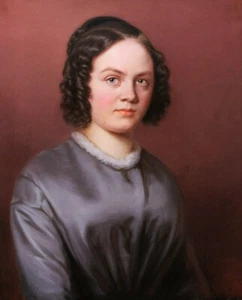 Tableau portrait jeune fille femme Restauration Louis-Philippe robe grise 19ème - Imagen 1 de 4