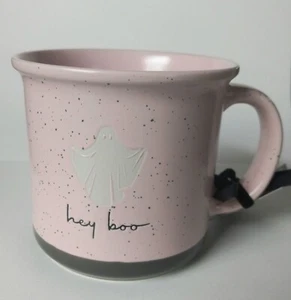MRKT Market Finds HEY BOO Ghost Pink Black Coffee Mug Cup 2023 - Picture 1 of 10