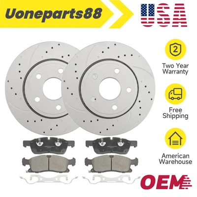 Front Drilled Rotors Brake Pads for 2011-2020 Jeep Grand Cherokee Dodge Durango Foto 1 de 4