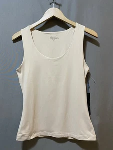 NWT TAHARI Women Sleeveless Scoop Neck Lined Jersey Tank Top Size S Light Beige - Picture 1 of 12