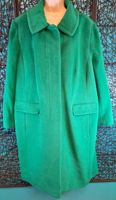 TALBOTS WOOL BLEND OVERCOAT PLUS WOMENS 20 W GREEN BUTTON STADIUM COZY NEW FLAWS - Image 1 of 4