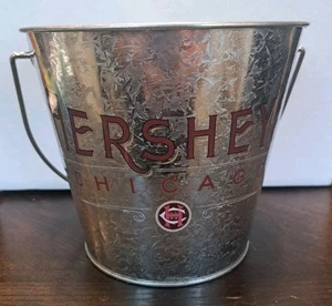 HERSHEY'S CHICAGO GALVANIZED METAL BUCKET TIN PAIL COLLECTOR'S ITEM - Picture 1 of 4