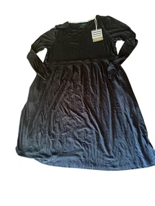 Abito Gudrun Sjoden nero manica lunga jersey nuovo con etichette L Lagenlook minimalista - Foto 1 di 7