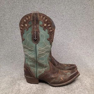 Ariat Zealous Western Snip Toe Boots Womens Size 9 B Teal Green Brown 10015347 - Picture 1 of 12