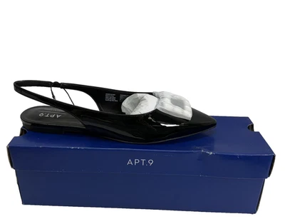 APT.9 Shoes Womens Size 9.5 Black Traycee Slingback Memory Foam Flats Dressy - Image 1 of 4