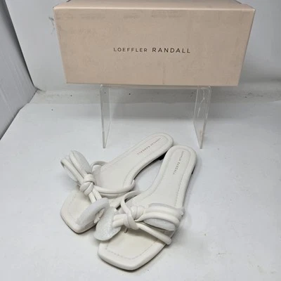 Босоножки Loeffler Randall женские размер 9,5 Hadley бант шлепанцы белая кожа новые $250 - Изображение 1 из 4
