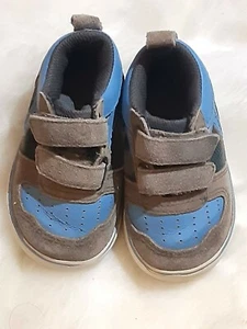 Baby Gap Infant/baby/toddler brown/blue hook and loop loafers shoes size 6 - Picture 1 of 9