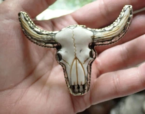 Geschnitzter Longhorn Totenkopf Ring - Bild 1 von 4