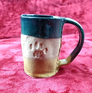 3-Toned Art Pottery Mug w/Paws Artist Signed “H Birch” 5"Tall with roomy handle - Picture 1 of 8
