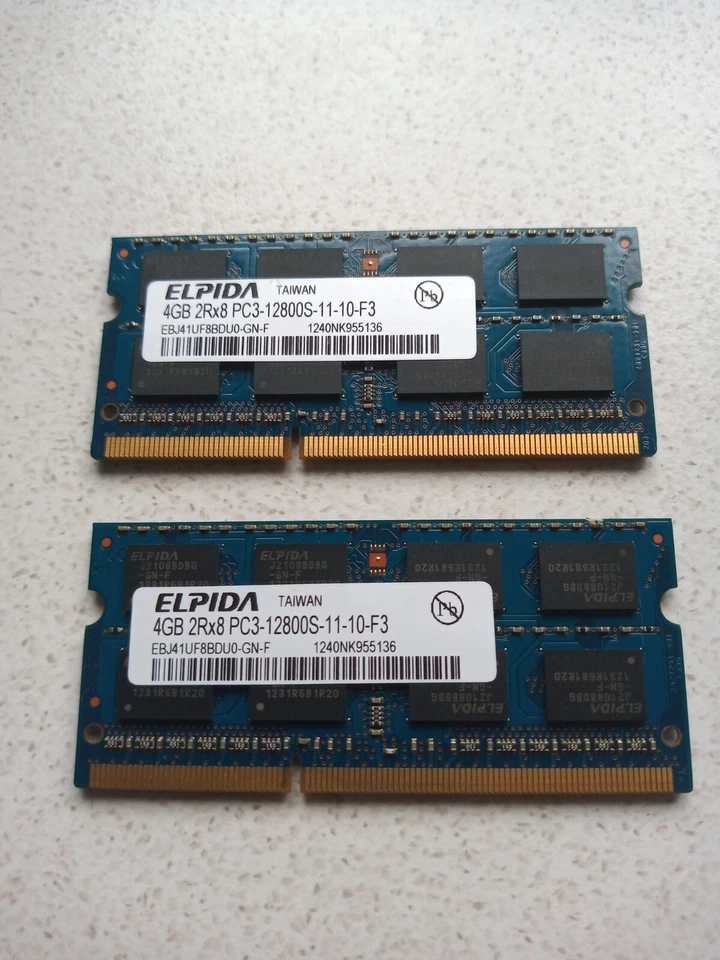 Elpida Ram 8gb (2x4gb) Apple Macbook pro  PC3-12800S-11-10-F3 - Image 1 of 1