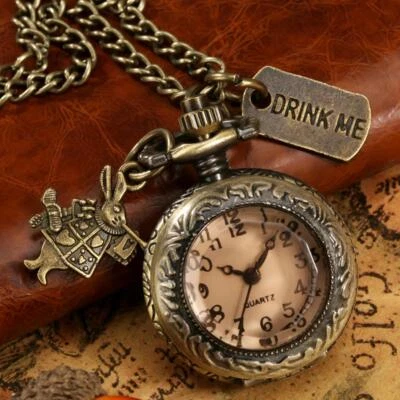 Festival Vintage Bronze Cute Mini Rabbit Pocket Watch with Quartz Movement Gift - Image 1 of 4