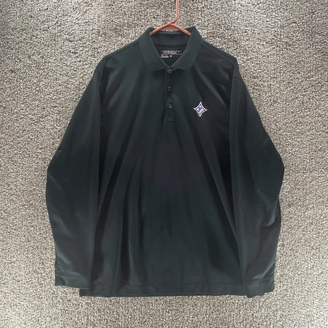 Furman Paladins Shirt Adult Large Black Nike Dri Fit Long Sleeve Golf Polo Mens Cover