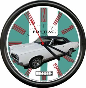 Licensed 1967 Pontiac GTO Black on White 2 Door General Motors Sign Wall Clock - Picture 1 of 1