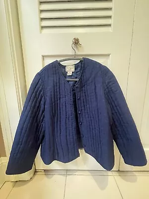 Womens April Cornell Navy Blue Quilted Jacket Size Small Made in India; shorter  - Image 1 of 4