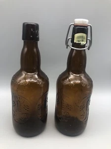 Vintage Grolsch Amber Brown Beer Bottle w/ Porcelain Swing Top Lid - Picture 1 of 15