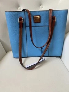 Borsa piccola Lexington Tote Dooney & Bourke Pebble Grain pelle blu cielo nuova con etichette - Foto 1 di 17