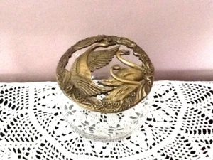 Seltener Rawcliffe Zinndeckel mit Schwänen 1989 signiert P. Davis BONUS Potpourii Glas USA - Bild 1 von 11