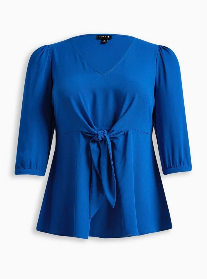 Torrid Georgette Tie-Front Blouse Blue Plus SIze 5 5 #H35202