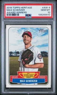 2018 TOPPS HERITAGE #AW-4 MAX SCHERZER PSA 10 GEM MINT POP 6 - Image 1 of 2