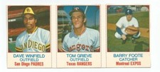 1975 Hostess Baseball Panel Dave Winfield Tom Grieve Barry Foote Expos 37-38-39