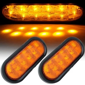2X 6" Led Amber Oval Turn Signal Stop Tail Lights Truck Trailer Rv Kits Sealed - Bild 1 von 6
