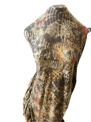 1-yard - 10"  KNIT STRETCH TIE DYE CIRCLES PRINT  MULTI-COLOR OLIVE - Image 1 of 3