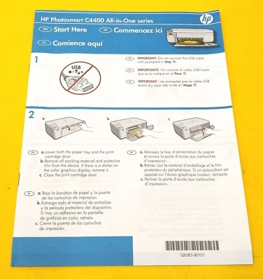 ⭐️⭐️⭐️⭐️⭐️ Printer HP Photosmart C4400 User Manual Guide - Image 1 of 2