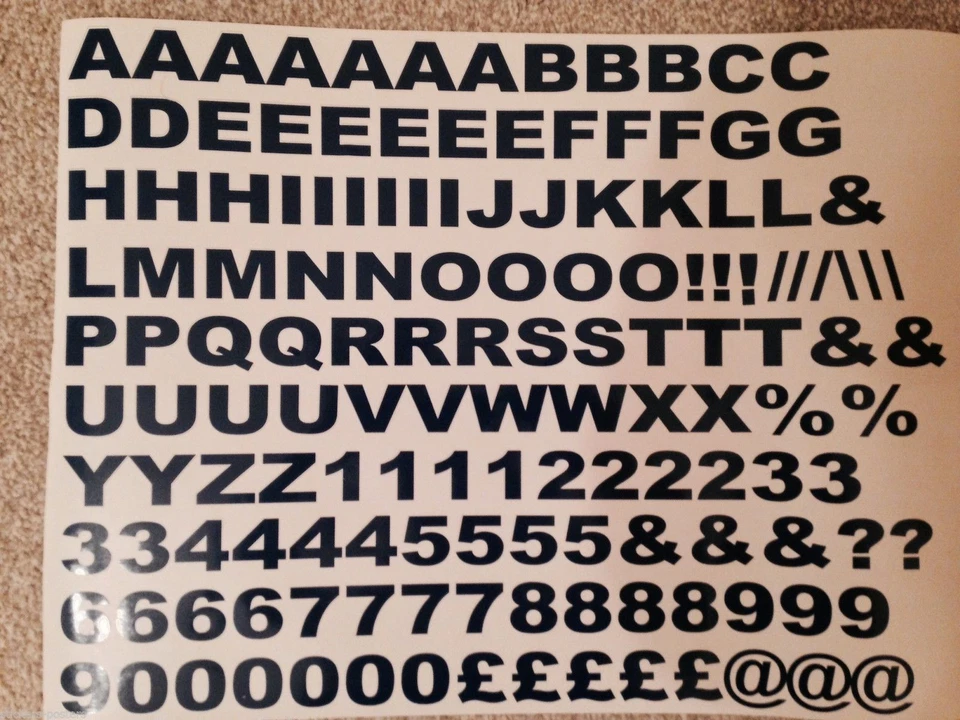 15mm WHITE Self adhesive Vinyl Sticker letters and numbers set 144 outdoor MENU