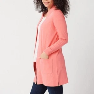 Isaac Mizrahi Essentials Open Front Pockets Cardigan Size: XS - Picture 1 of 4