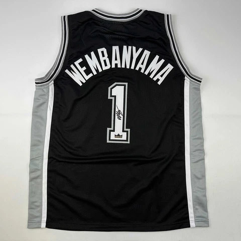 Facsimile Autographed Victor Wembanyama San Antonio Black Reprint Jersey Size XL Cover