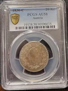 Austria 20 incrociatori 1830 C PCGS AU 58 argento Praga tonalità zecca - Foto 1 di 4