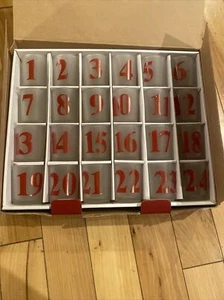 Pottery Barn Christmas Advent Calendar Votive Set Of 24 Red Numbered Glass Box - Picture 1 of 8