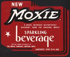 Vintage soda pop bottle label MOXIE NEW SPARKLING BEVERAGE die cut Boston n-mint - Picture 1 of 2