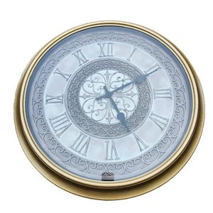 Large 30" Gold Color Wall Clock Roman Numerals Round AA Battery Powered - Picture 1 of 13