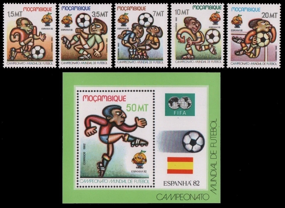 Mosambik 1982 - Mi-Nr. 884-888 & Block 13 ** - MNH - Fußball / Soccer - Bild 1 von 1