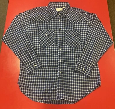 Eagle Crest Shirt Pearl Snap Button Up Shirt Cowboy Western Blue Plaid XL - Image 1 of 4