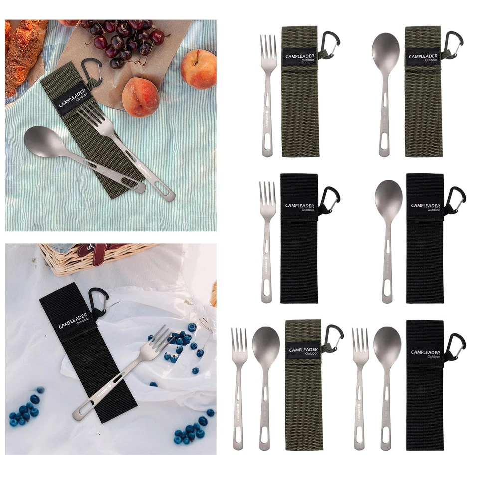 Camping Tableware Flatware with Storage Bag Extra Strong Long Handle Camp - Image 1 of 1